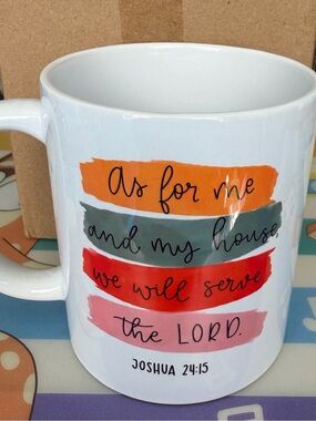White Ceramic Mug with Colorful Brushstroke Faith Design